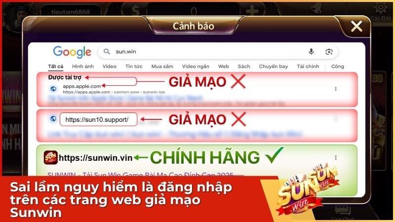 Sunwin là một thương hiệu, nền tảng game đổi thưởng và cá cược trực tuyến uy tín, và vị vậy có rất nhiều site giả mạo