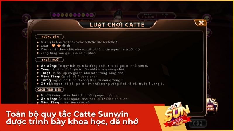 Toàn bộ quy tắc game bài Catte Sunwin được trình bày khoa học, dễ nhớ