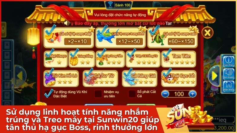 Hướng Dẫn Chơi Tam Tiên Bắn Cá Tại Sun win: Luật Chơi Mới Nhất 2026 4 Làm chủ tính năng Nhắm trúng và Treo máy tại Sunwin20 – Tuyệt kỹ săn Boss, quét sạch đại dương cho tân thủ