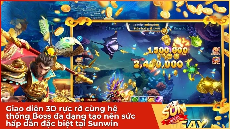 Bắn Cá Tiên Sunwin 2026: Trải Nghiệm Đồ Họa 3D Siêu Thực & Săn Boss Khủng 1 Giao diện 3D rực rỡ cùng hệ thống Boss đa dạng tạo nên sức hấp dẫn đặc biệt cho siêu phẩm Bắn Cá Tiên tại Sunwin
